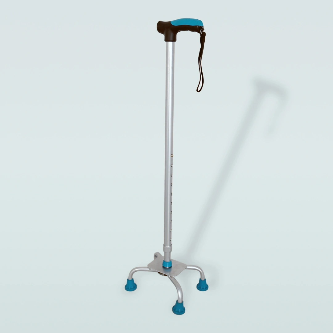 Quadripod Walking Stick Black Silver - J-12
